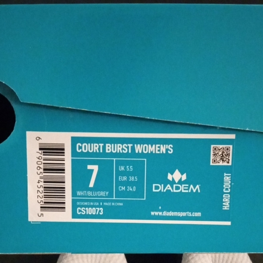 Women's DIADEM White and Blue Athletic Court Burst Shoes - Picture 3 of 9